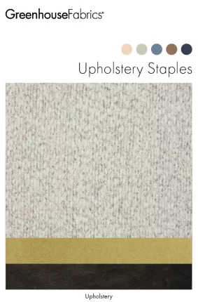 F33 Upholstery Staples cover with texture front cover, yellow velvet, and faux mohair brown fabrics