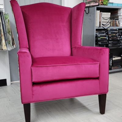 F5421 Berry upholstered on a wingback style chair