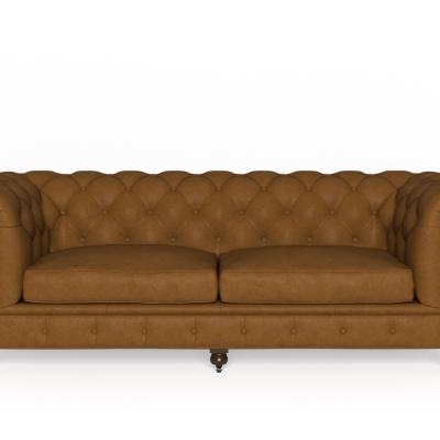 F2050 Gingerbread upholstered on a chesterfield sofa