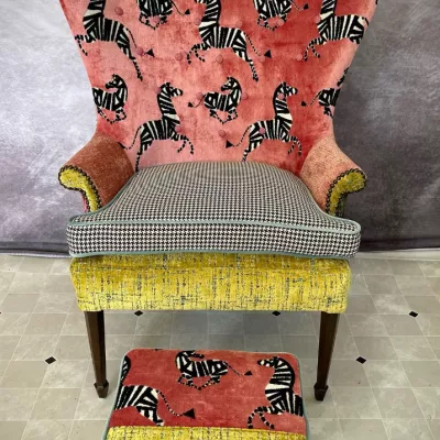 S3629 upholstered on a chair and ottoman