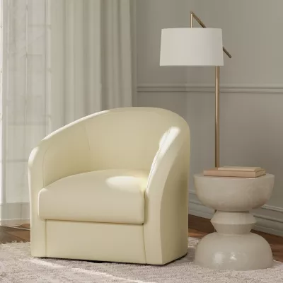 F5934 Ecru vinyl upholstered on a chair