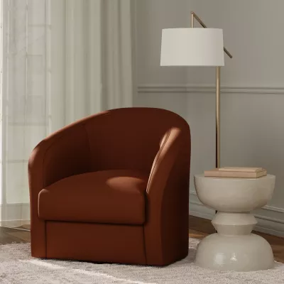 F5939 Cinnamon vinyl upholstered on a chair