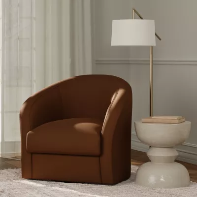 F5944 Cocoa vinyl upholstered on a chair