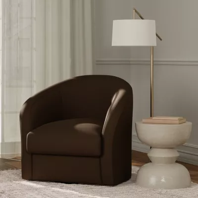 F5946 Coffee vinyl upholstered on a chair