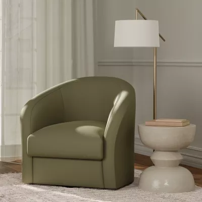 F5951 Mist vinyl upholstered on a chair