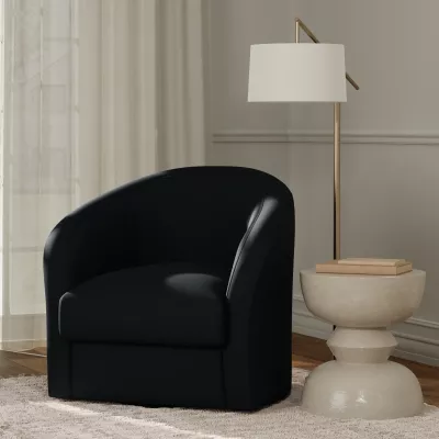 F5954 Midnight vinyl upholstered on a chair