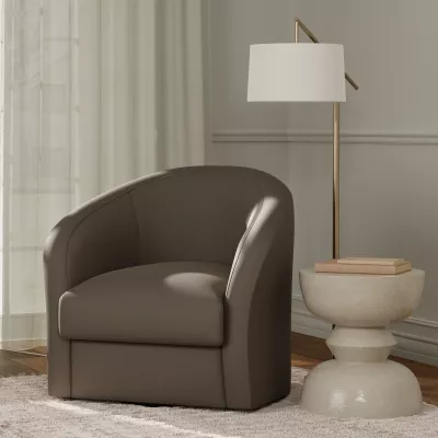 F5959 Smoke vinyl upholstered on a chair